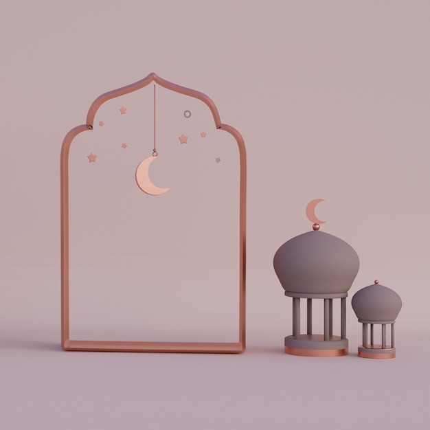 falce di luna lanterna araba ramadan kareem mawlid iftar isra miraj 3D rendering