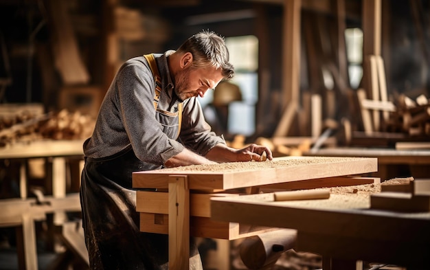 Falegname esperto al lavoro Arte della lavorazione del legno