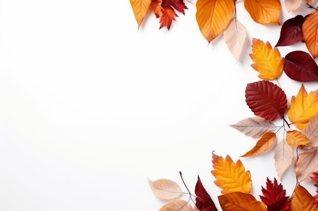 Falling into Savings Banner di vendita autunnale con foglie secche su sfondo bianco