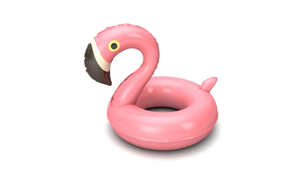 Falmingo gonfiabile rosa estivo su uno sfondo bianco
