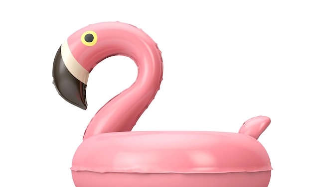 Falmingo gonfiabile rosa estivo su uno sfondo bianco