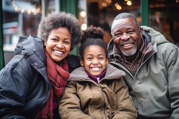 Famiglia afroamericana insieme Foto di famiglia del nonno con figli e nipoti Figli e nipoti visitano i genitori anziani Valori familiari Prendersi cura degli anziani