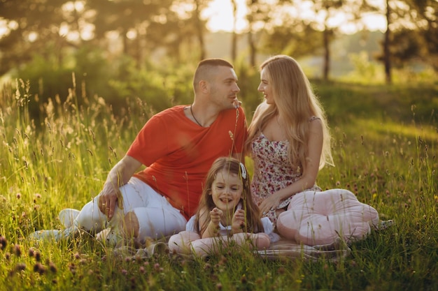 Famiglia al picnic in una giornata di sole