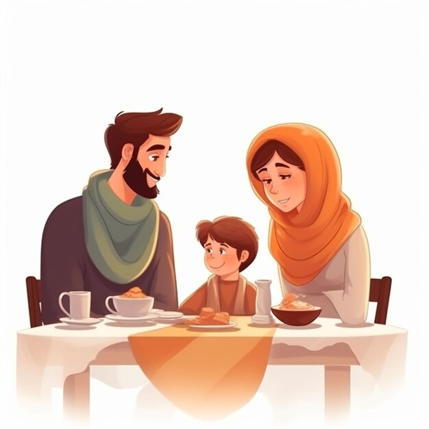 Famiglia araba si gode il suo tempo insieme