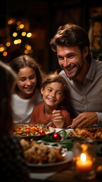 Famiglia che partecipa a una cena festiva