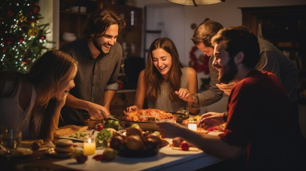 famiglia che si gode le festività natalizie cucinando insieme spazio di copia