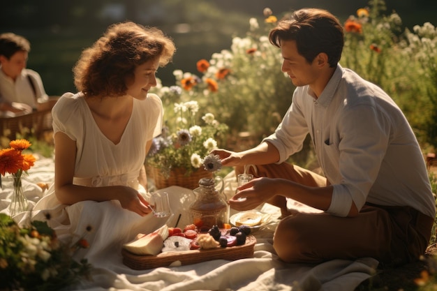 Famiglia che si gode un picnic nel fine settimana IA generativa