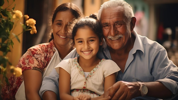 Famiglia colombiana che abbraccia le tradizioni e l'unione dell'amore