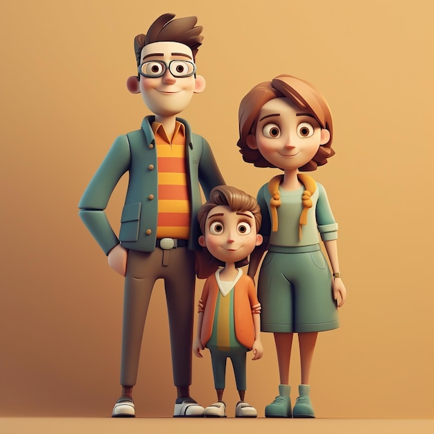 Famiglia di cartoni animati 3d