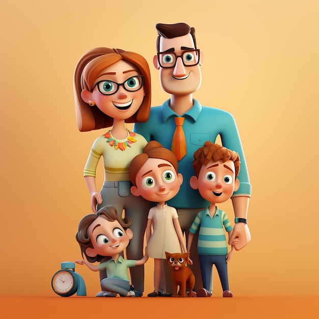 Famiglia di cartoni animati 3d