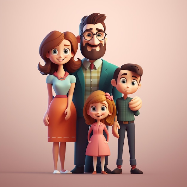 Famiglia di cartoni animati 3d