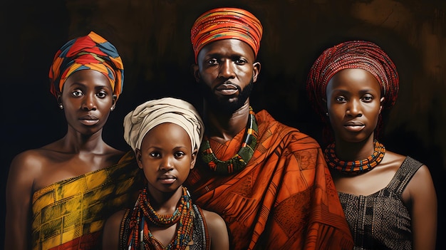 Famiglia di etnia africana nera che si diverte