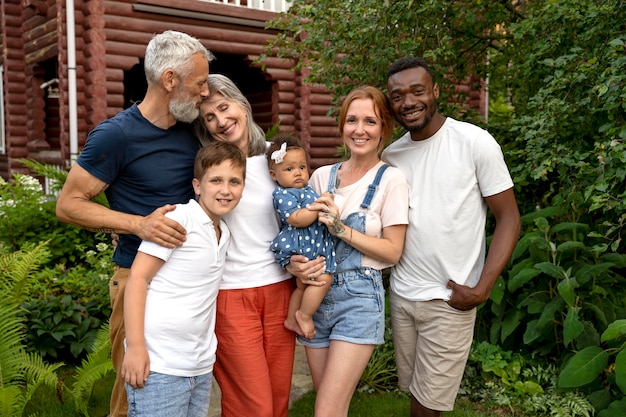 Famiglia di smiley a colpo medio insieme