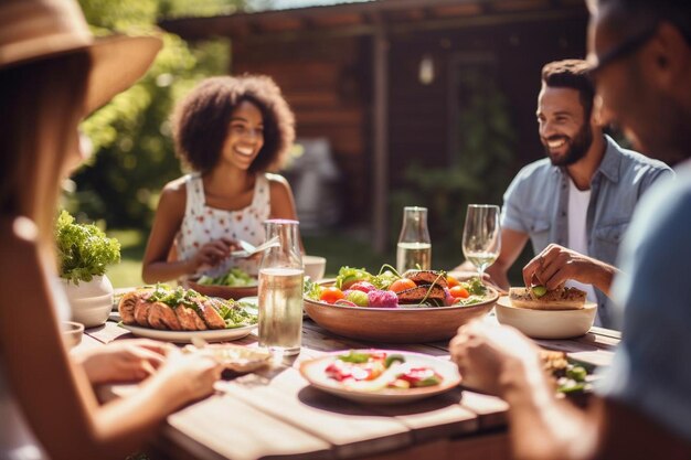 Famiglia di tre persone che trascorrono del tempo insieme all'aperto durante la festa del papà