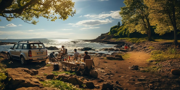 Famiglia durante un picnic IA generativa