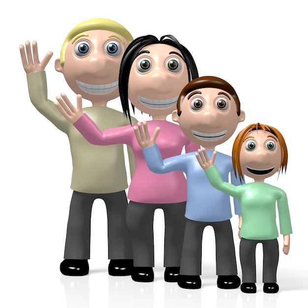 Famiglia felice 3D che agita le mani concetto genitoriale