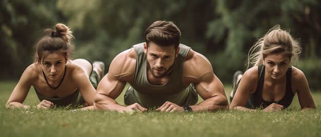 Famiglia felice che fa allenamento fitness al mattino