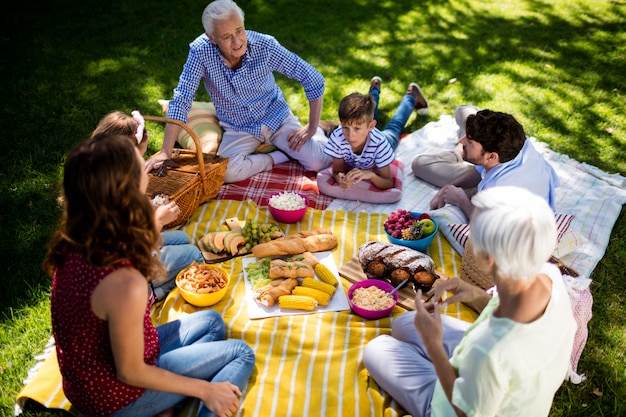 Famiglia felice che gode nel parco