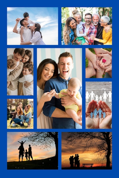 Famiglia felice e affettuosa Collage fotografico semplice 1
