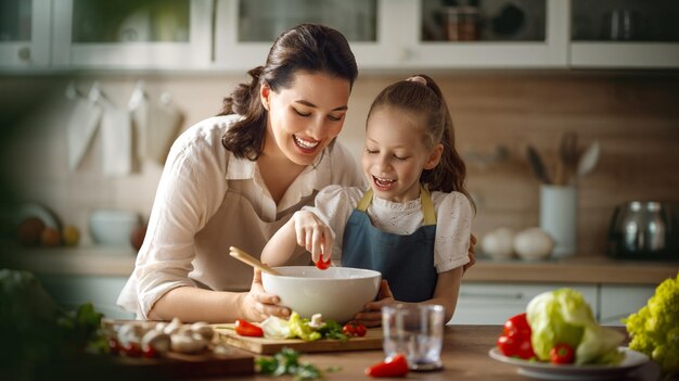 Famiglia felice in cucina