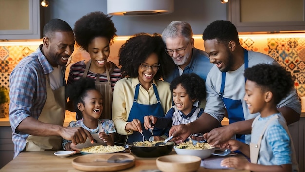 Famiglia felice in cucina