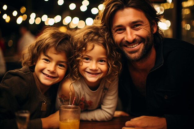 Famiglia felice nel nuovo anno Buon Natale Albero di Natale Regali di Capodanno padre madre e bambino emozioni felici Natale confortevoli fuochi d'artificio insieme neve invernale