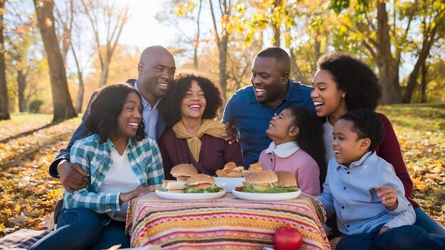 Famiglia in un parco d'autunno