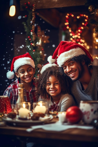 Famiglia multietnica che si gode il Natale a casa