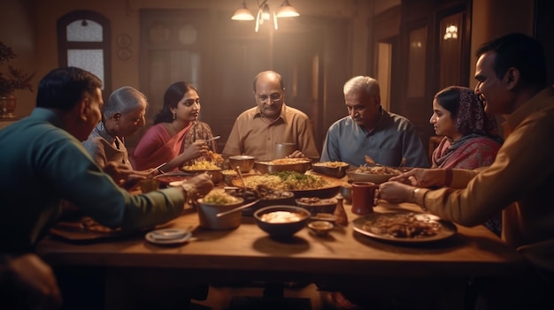 Famiglia sul tavolo da pranzo