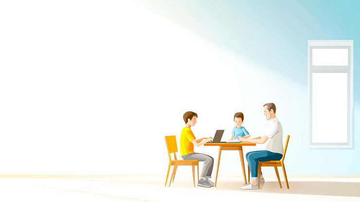Family Learning Together at a Bright Table