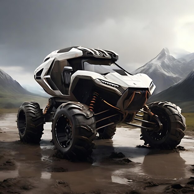 Fammi un futuristico ALLTERRAIN VEHICLE che ha 6 ruote generate dall'AI