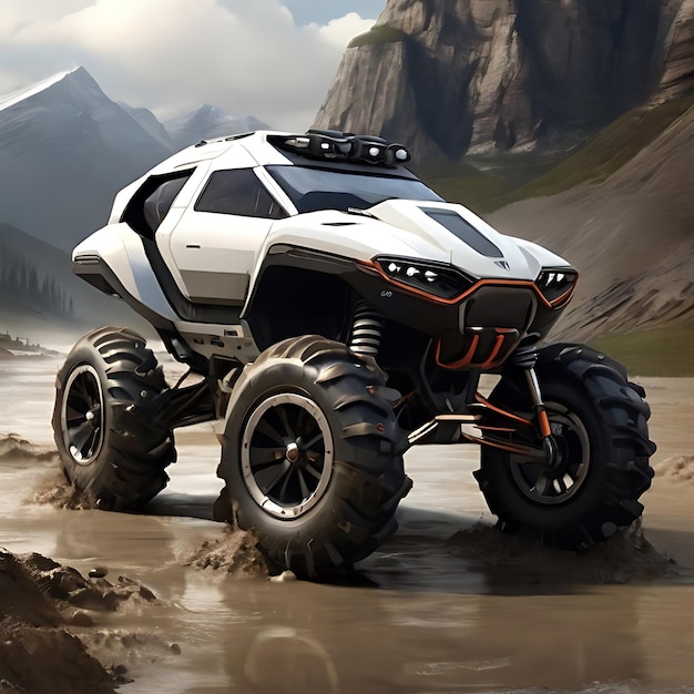 Fammi un futuristico ALLTERRAIN VEHICLE che ha 6 ruote generate dall'AI