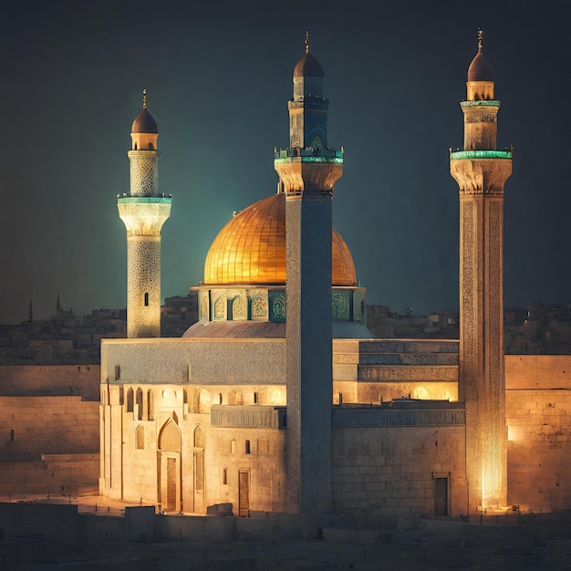 Famous Mosque Illuminated Detailed Textured foto ad alta risoluzione Ai Generated