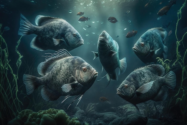 Fangtooth Fish Underwater Lush Nature di Generative AI