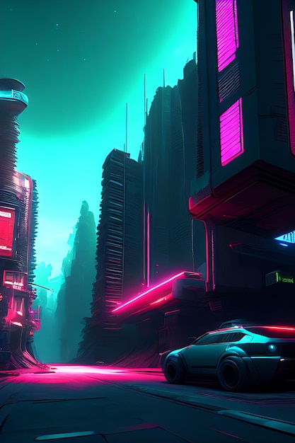 Fantascienza realtà virtuale cyberpunk stile 3d render sfondo auto