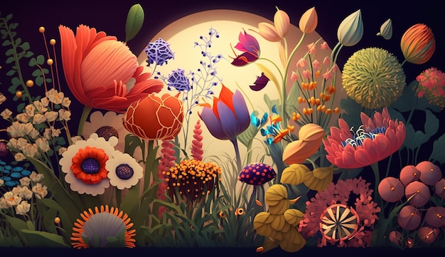 Fantasia floreale Un'illustrazione di un fiore estivo IA generativa