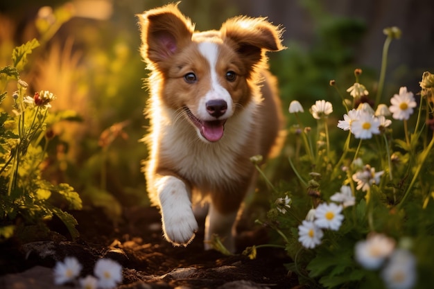 Fantasia in giardino di un cucciolo giocoso