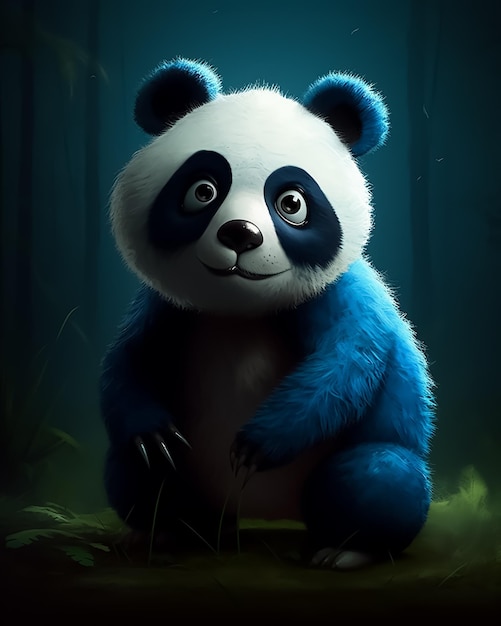 Fantasia Panda gigante carino in personaggio dei cartoni animati di pelliccia blu