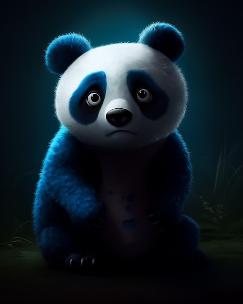 Fantasia Panda gigante carino in personaggio dei cartoni animati di pelliccia blu