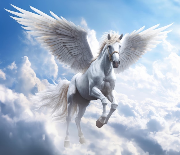 Fantasia Pegasus che vola nel cielo