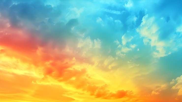 Foto fantasia vibrante panorama del tramonto cielo gradiente ricchi colori etereo sogno tramonto estivo
