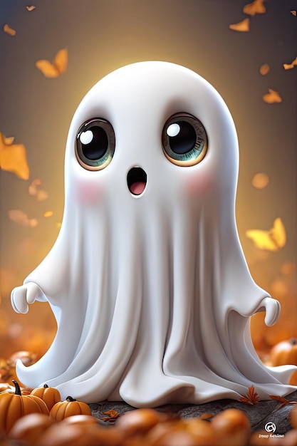 Fantasma carino concetto di Halloween vettoriale Fantasmi dei cartoni animati Vettore spettrale Fantasma bianco sullo sfondo