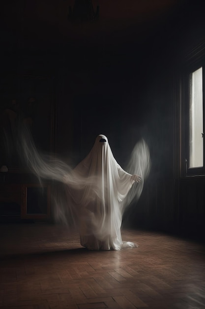 Fantasma che danza da solo nell'intelligenza artificiale generativa del cinema surreale sognante