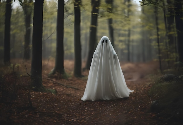 fantasma cupo in piedi sul terreno nella foresta 3
