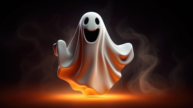 Fantasma di Halloween con fumo su sfondo scuro illustrazione 3d