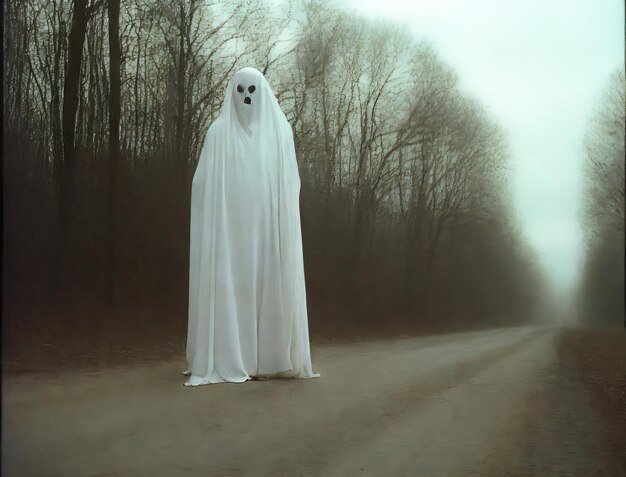 fantasma di halloween nella foresta