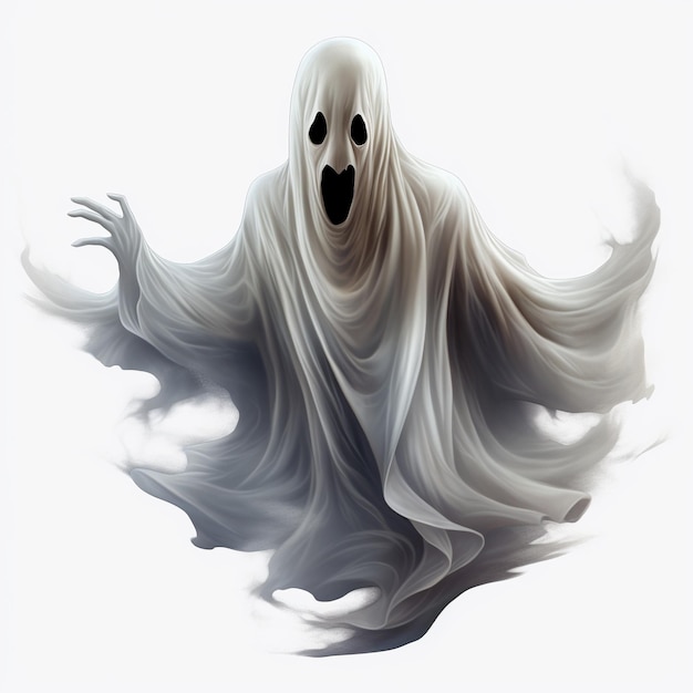 Fantasma di Halloween su sfondo bianco