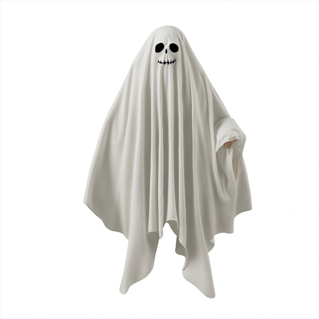 Fantasma di Halloween su sfondo bianco