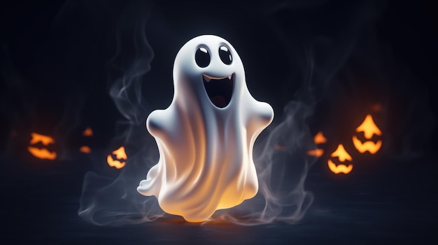 Fantasma di Halloween su sfondo nero