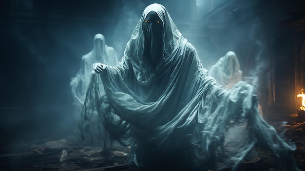 fantasma orrore spirito della morte su uno sfondo nero fobia fantastica creatura spirito del male oscurità fittizia